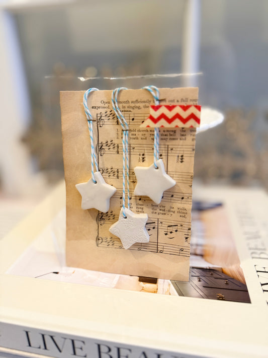 Petite Star Trio – Hand-Pressed Clay Ornaments