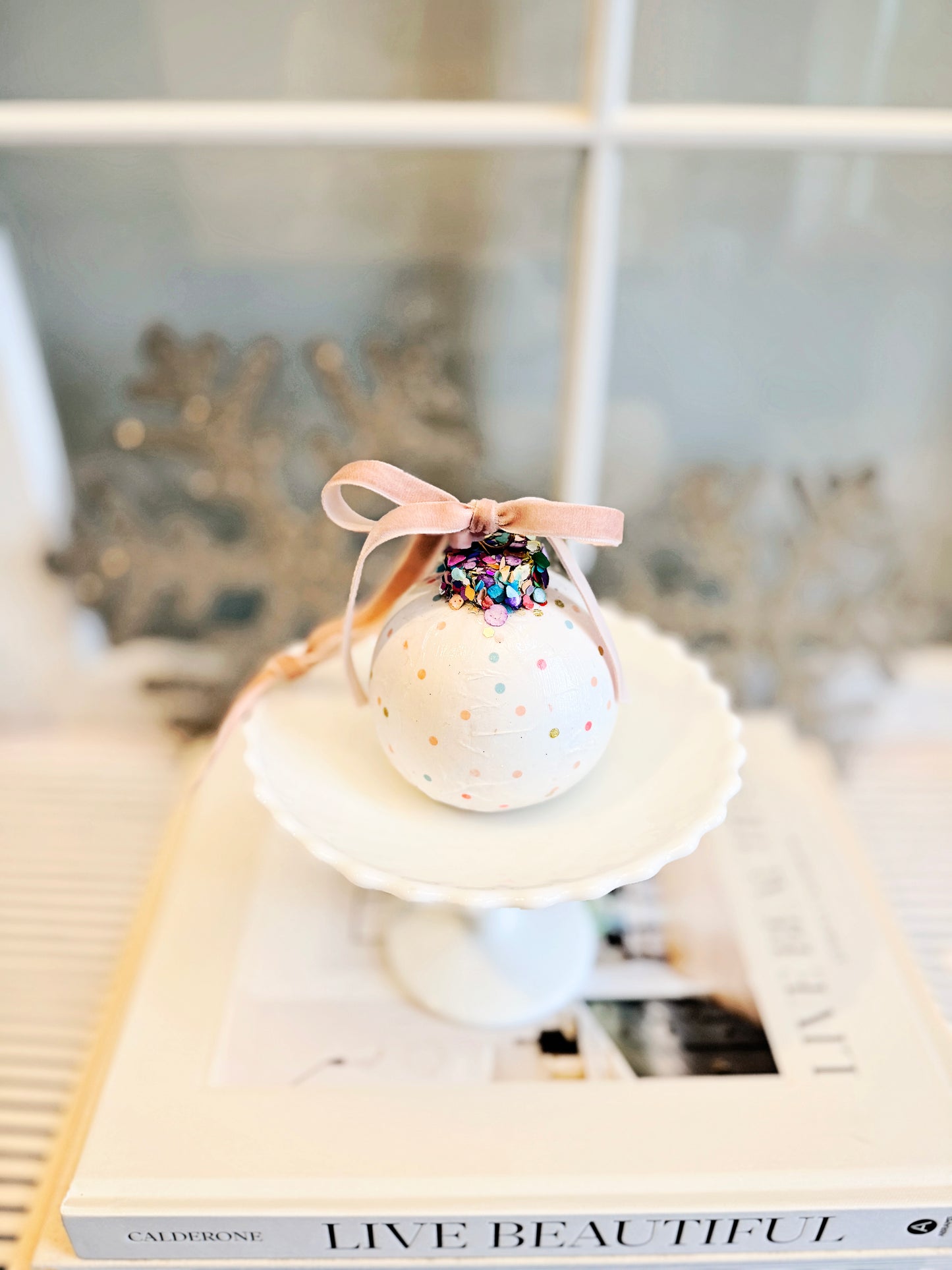 Confetti Twinkle Ceramic Ornament