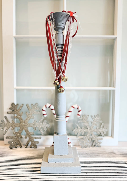 Vintage-Inspired Glitter Bell Ornament - Red Velvet Tie