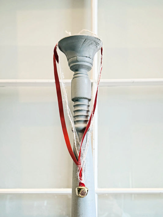 Vintage-Inspired Glitter Bell Ornament - Red Velvet Tie