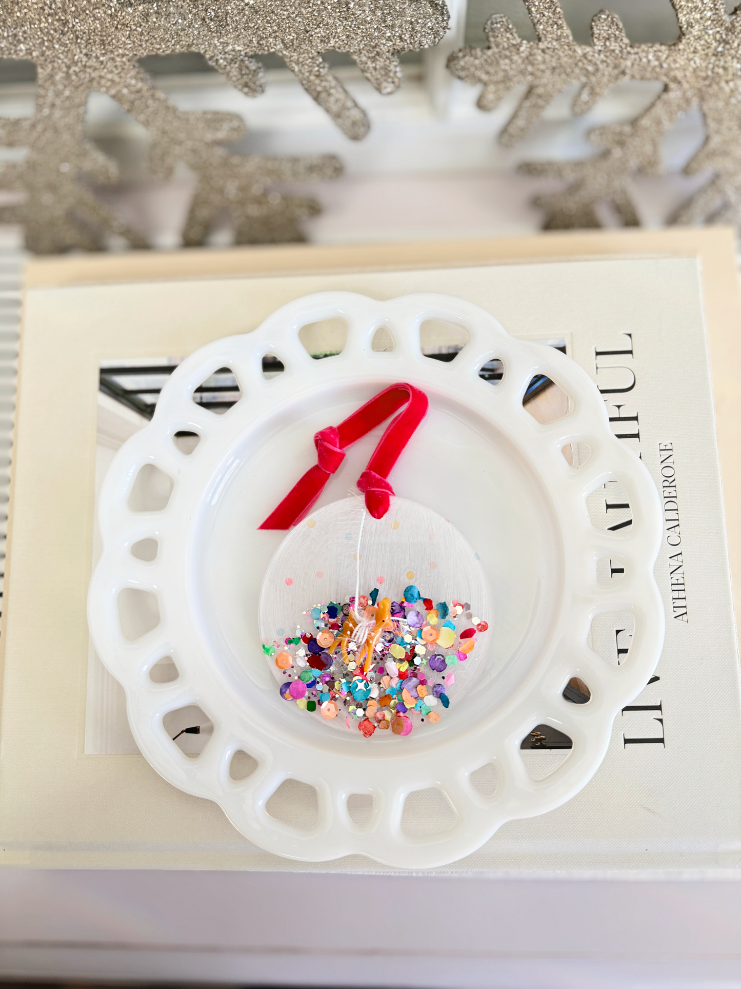 Tiny Reindeer Sparkle Tag – Acrylic Ornament