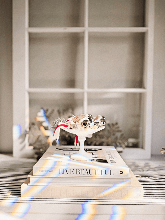 Heirloom Hand-Tied Jingle Bell Ring – Vintage French Linen & Silver Tinsel