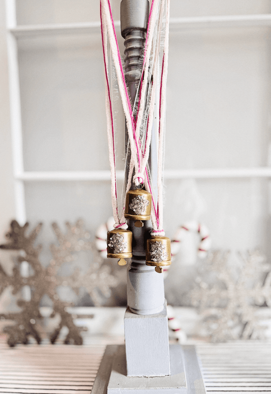 Vintage-Inspired Mica Bell Ornament – Rose Pink Edition