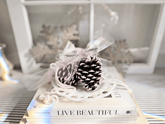 Hand-Painted Pinecone Ornament – Pink Frosted Edition (Large & Small)